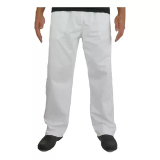 Calça Brim Leve Algodão Preta Branca P Ao Plus Size Uniforme