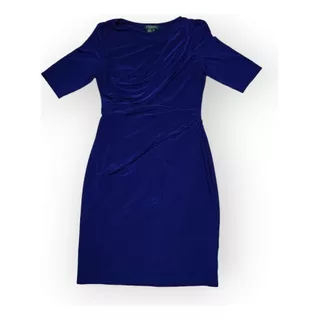 Vestido Ralph Lauren De Mujer Talla 12 Azul Brilloso
