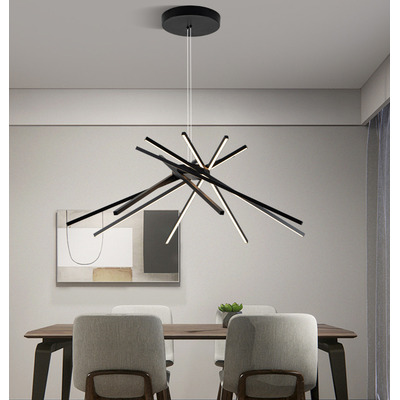 Colgante Led Moderno Regulable H72 Negro Control Remoto Tz