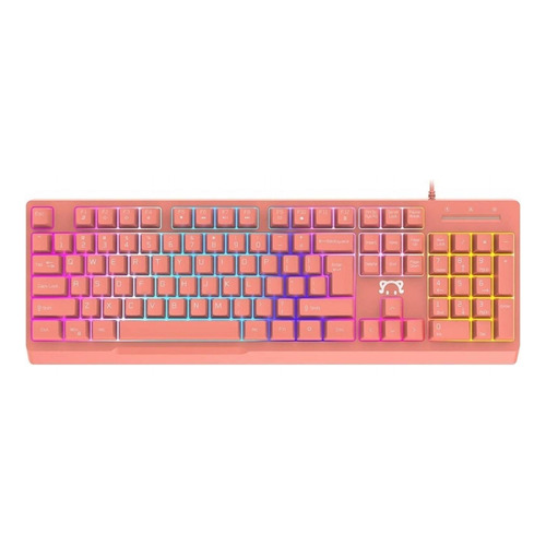 Teclado gamer Ajazz STK090 QWERTY inglés US color rosa con luz RGB