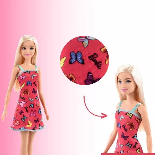 Boneca Barbie Fashionista (Loira de Vestido Azul e Amarelo