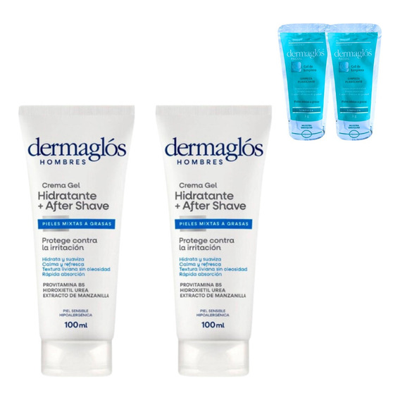 Pack X2 Hidratante Dermaglós After Shave Hombre 100g