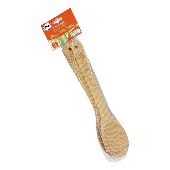 Juego De Utensilios Bambú Natural Set X3 Ilko