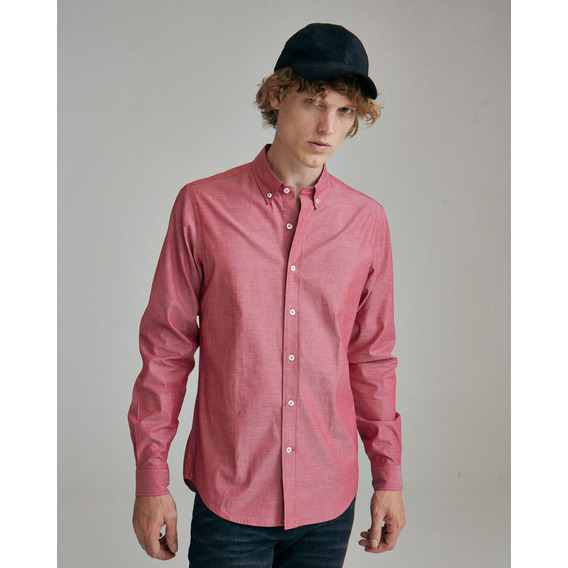 Camisa Donato, Hombre, Sport, Slim Fit, Rojo, Equus