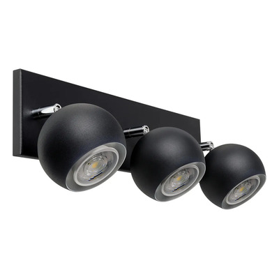 Aplique 3 Luces Bocha Cabezal Móvil Apto Gu10 Led Negro  Negro
