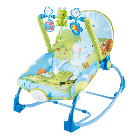 Bouncer Silla Mecedora Para Bebé Aeiou Hb019 Musical 2 En 1 Color Azul Elefante