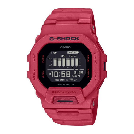 Reloj Casio G-shock G-squad Bluetooth Original E-watch Color de la correa Rojo Color del bisel Rojo Color del fondo Negro