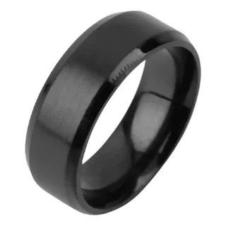 Anel Aço Inox Preto Titânio 8mm Titanium Escovado 8mm Retrô