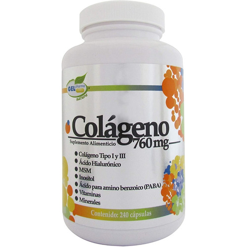Colágeno 760 Mg 240 Cápsulas Glepharma® Tipo I Y Iii Origina Sabor Sin Sabor