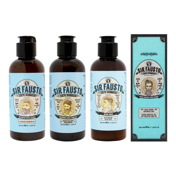 Sir Fausto Shampoo Barba Cabello + After Shave + Oleo Travel