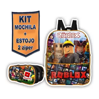 Kit Mochila Escolar Estojo Roblox 2zp