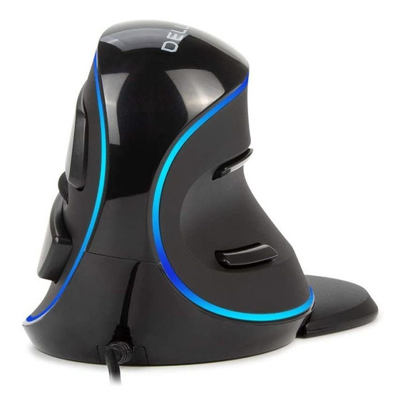 Delux Mouse Vertical Con Cable, 7200dpi, 6 Botones, Luz Azul