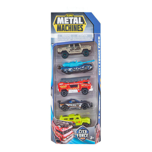 Metal Machines Vehículos Autitods De Juguete X 5 Unidades Color Azul