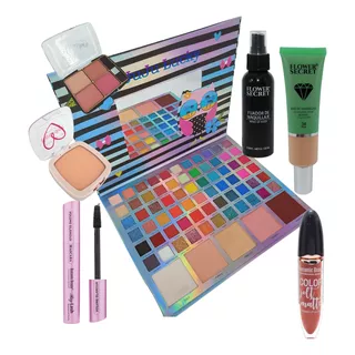 Set Maquillaje  Básico Con Iluminador Y Fijador