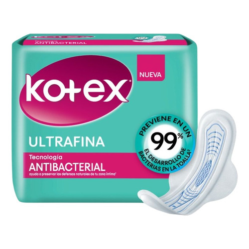 Toallas Femeninas Kotex Antibacterial Ultrafina C/alas 10 U