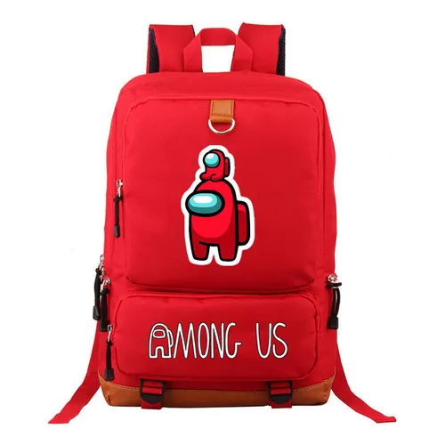 Mochila casual Among Us para j venes estudiantes en color rojo con