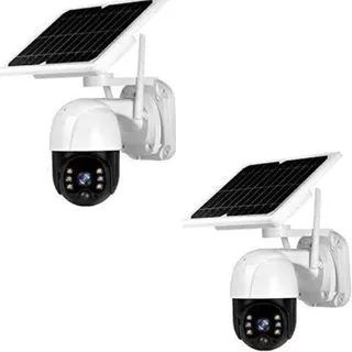 Kit 2 Câmeras Wifi Com Placa Solar Visão Not Full Hd 1080p