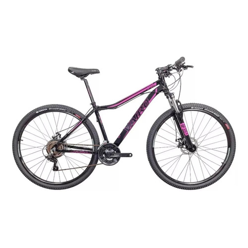 Mountain bike femenina Vairo XR 3.5 Lady  2023 R29 M 21v frenos de disco mecánico cambios Shimano color negro/rosa  