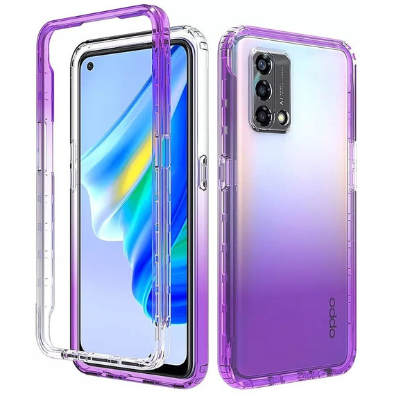 Funda 2 En 1 Uso Rudo Para Modelos Oppo Bicolor Transparente