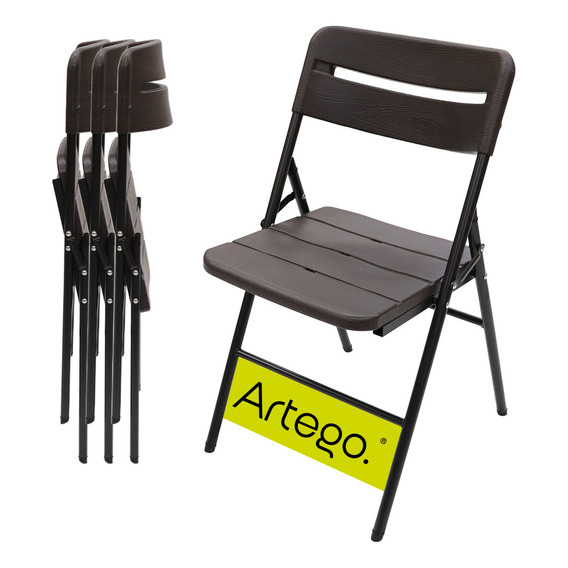 Silla Plegable Acabado Tipo Madera Plástico Hdpe Ligera Folding Chair Compacta Para Terraza Jardín Eventos Paquete De 4 Sillas