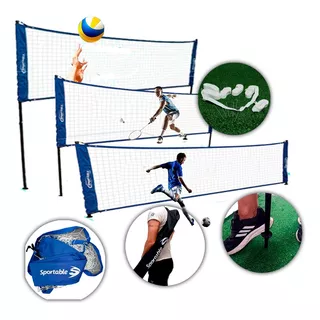 Cancha Voley / Bádminton / Fútbol Tenis 5.0 C Estaca 3 En 1