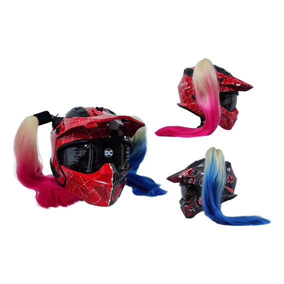 Casco Moto Abatible/Modular Kov DC Comics Rock- O Harley Quinn Rojo y Negro brillante Talla M (57 - 58 cm)