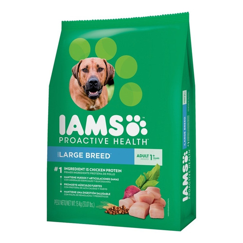 Alimento Iams Proactive Health para perro adulto de raza grande y gigante sabor pollo en bolsa de 15 kg