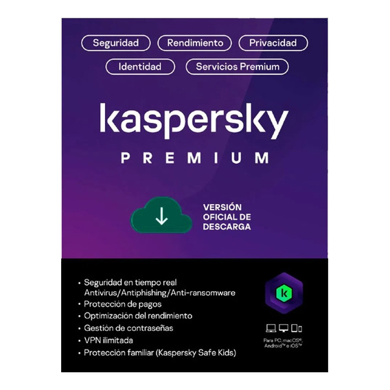 Antivirus Kaspersky Premium 10 Dispositivos 1 Año 