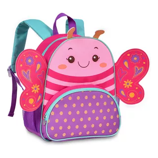 Mochila Infantil Animais Zoo Clio Pets Borboleta Roxa Cor Borboleta Rosa