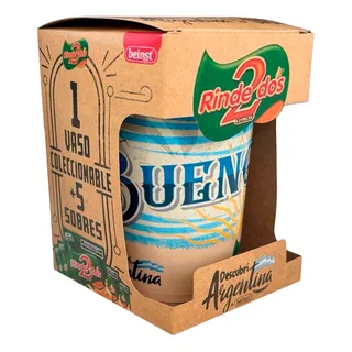 Vaso Rindedos Buenos Aires + 5 Sobres De Jugo