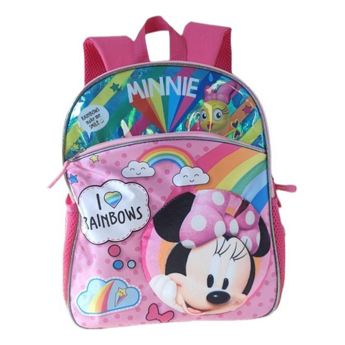 Mochila Escolar Minnie Mouse Para Niñas Color Rosa chicle