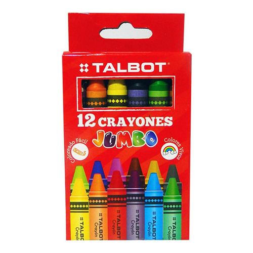 Crayones De Cera Escolares Talbot Jumbo 12 Colores