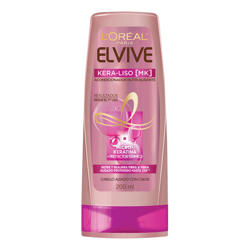 Acondicionador L'Oréal Paris Elvive Kera Liso Nutri Alisante de 200mL por 1 unidad