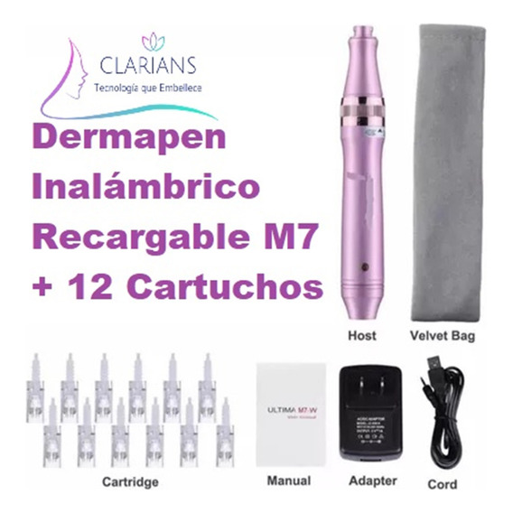 Dermapen Metálico Mod M7 Inalambrico 12 Cartuchos Gratis