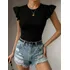 Blusa Camiseta Remera Negra De Dama Con Volado