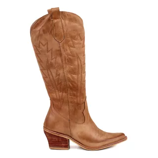 Botas Texanas Mujer Cuero Bordado Casuales Tendencia Heben  