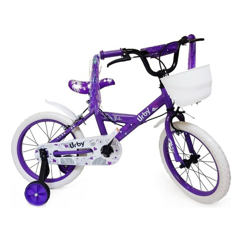 Bicicleta paseo Dencar URBY 7126 R16 color violeta con ruedas de entrenamiento  