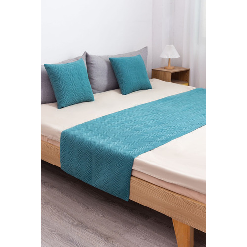 Piecera De Cama Plush Trenzas 2pzs O King + 2 Fundas Colores Color Turquesa Diseño De La Tela Plush Trensado