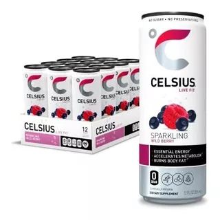 Celsius Espumoso Wild Berry Fitness Drink, Cero Azúcar, 12 O