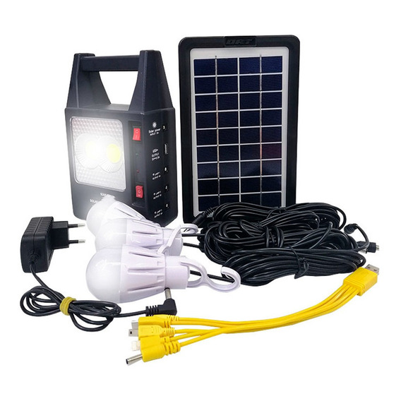 Luz De Emergencia Portatil Gadnic 7000mah Panel Solar + Usb Color Negro