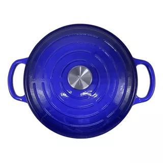 Cacerola Olla Hierro Fundido Esmaltado 26cm Con Tapa Vonne Color Azul