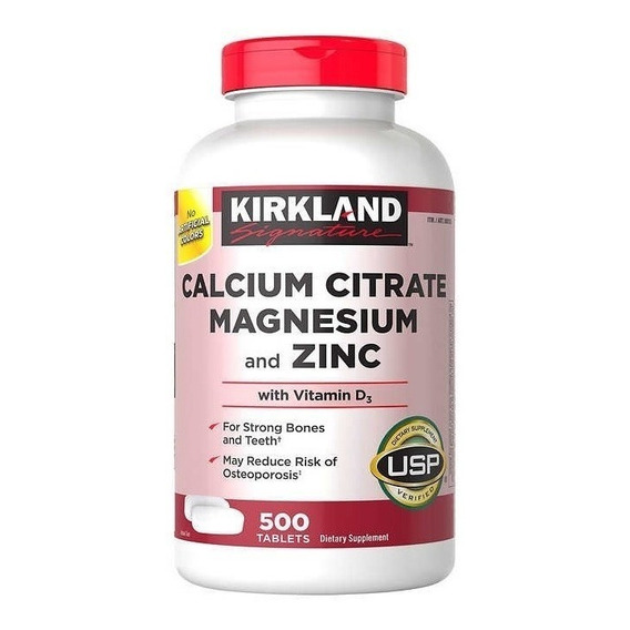 Calcio Magnesio Zinc Vitamina D3  Kirkland 500 Tabletas