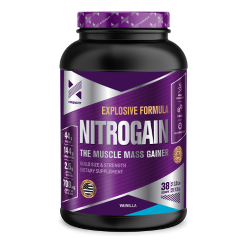 Suplemento en polvo Xtrenght  Nitrogain carbohidratos sabor vainilla en pote de 1.5kg