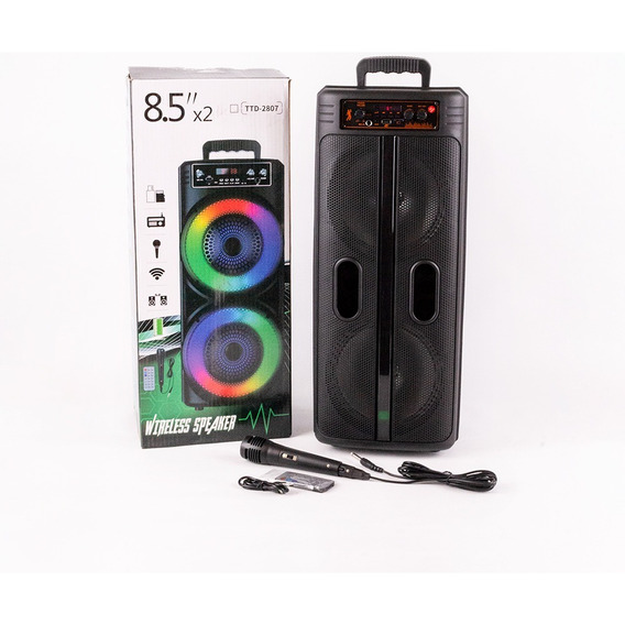 Parlante 2x 8.5  Bluetooth 20w Inalámbrico Luces + Micrófono