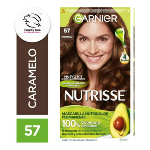 Kit De Tintura Permanente Nutrisse De Garnier Tono Tono 57 Caramelo