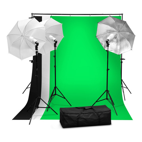 Set Fotografico Estudio Portatil Sombrilla Pantalla Verde