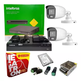 Kit 2 Câmeras Hd Full Colorida A Noite E Dvr Intelbras 500gb