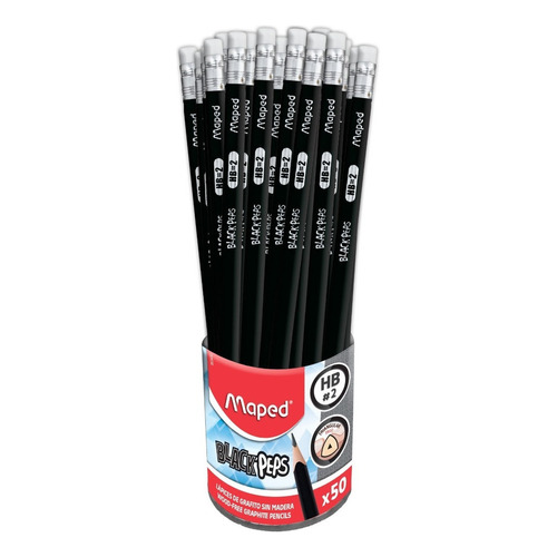 Lápiz De Grafito Sin Madera Maped Black´peps Triangular X50