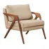Sillón decorativo de lujo Mona, diseño de tela de madera maciza, color beige y lino