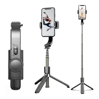 Estabilizador Celular Gimbal L08 Bluetooth Tripé Foto Preto